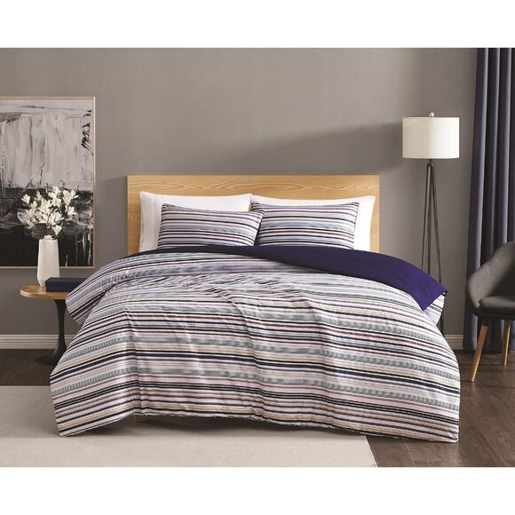 NWT Truly Soft Teagan Stripe Multiple 3-Piece Duvet Set Striped Duvet Brown King - Picture 1 of 11